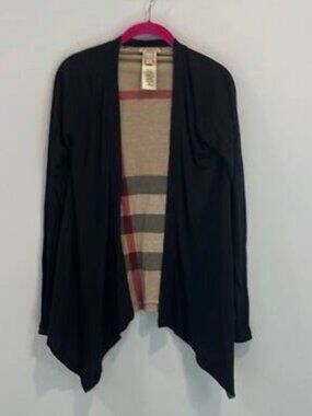 Burberry Brit Reversible Nova Check Waterfall Open Front Cardigan Size S